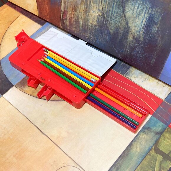 VINTAGE DISNEYLAND RESORT PADDED PENCIL BOX CASE SCHOOL SUPPLIES COMPARTMENTS - Picture 3 of 7